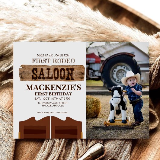 リトルカウボーイバースデーパーティファーストRodeoワイルドウエスト 招待状