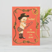 リトルカウボーイベビーシャワーブルネット 招待状 (スタンド正面)