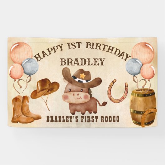 リトルカウボーイベビー馬ファースト・ロデオ誕生日 横断幕 (横)