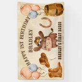 リトルカウボーイベビー馬ファースト・ロデオ誕生日 横断幕 (縦)