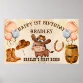 リトルカウボーイベビー馬ファーストrodeo誕生日バン ポスター (正面)