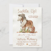 リトルカウボーイポニーウェスタンベビーシャワー 招待状 (正面)