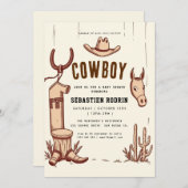 リトルカウボーイモダンベビーシャワー招待状 招待状 (正面/裏面)