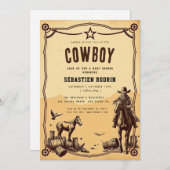 リトルカウボーイモダンベビーシャワー招待状 招待状 (正面/裏面)