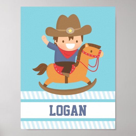 リトルカウボーイロッキングホースボーイズルームデコル ポスター (正面)