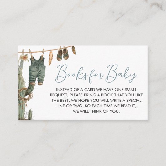 リトルカウボーイワイルドウェストベイビーシャワーベビー エンクロージャーカード (正面)