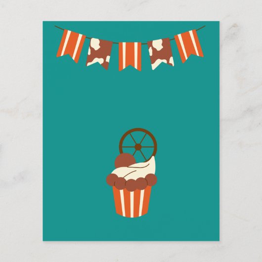 リトルカウボーイ子供の誕生日パーティー予算招待状 (裏面)