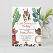 リトルカウボーイ牛プリントベビーシャワー招待状 招待状 (スタンド正面)