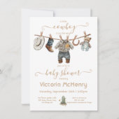 リトルカウボーイ男の赤ちゃん物干し 招待状 (正面)