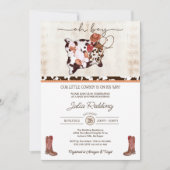 リトルカウボーイ素朴ウェスタンV2ボーイベビーシャワー 招待状 (正面)