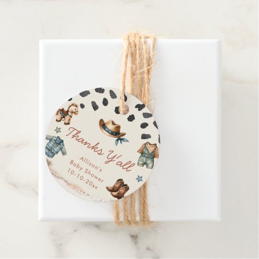 リトルカウボーイ西部テーマ少年の赤ちゃんシャワー フェイバータグ (インサイチュ)