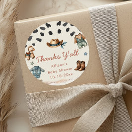 リトルカウボーイ西部テーマ少年の赤ちゃんシャワー ラウンドシール
