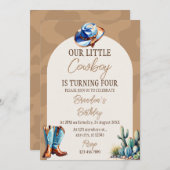 リトルカウボーイ誕生日パーティーの招待 招待状 (正面/裏面)