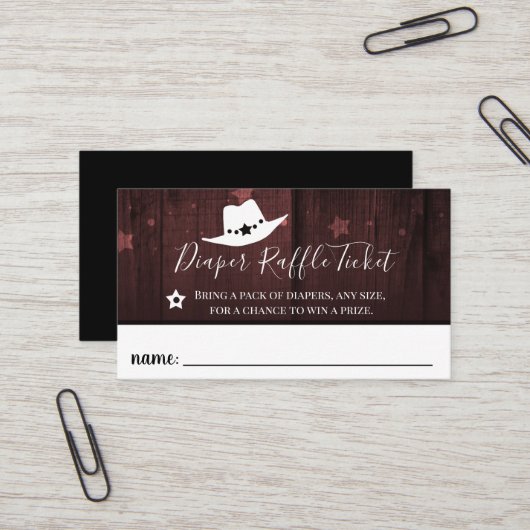 リトルカウボーイ赤ちゃんシャワーおむつラッフルチケット 名刺 (正面/裏面インサイチュ)
