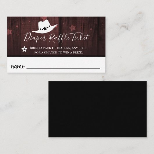 リトルカウボーイ赤ちゃんシャワーおむつラッフルチケット 名刺 (正面/裏面)