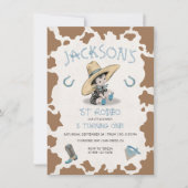 リトルカウボーイ1stロデオ牛パターン誕生日パーティー 招待状 (正面)