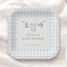 リトルカウボーイ ブルーのギンガムチェックの男の子 ベビーシャワーパーティー