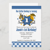 リトルカウボーイ 1歳の誕生日パーティー招待状 招待状 (正面/裏面)