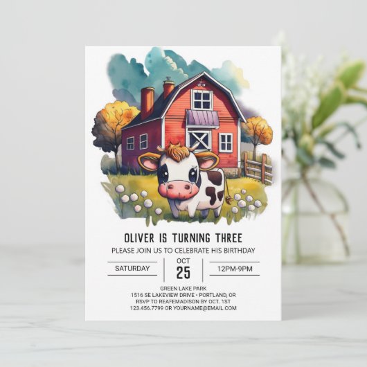 リトルカウワンダーランド子供の誕生日 招待状 (スタンド正面)