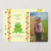 リトルカエルベビーの最初の誕生日パーティーの写真 招待状 (正面/裏面)