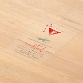 リトルカクテルメリーキャンディーケーンホリデーパーティー アクリル招待状 (レイダウン)