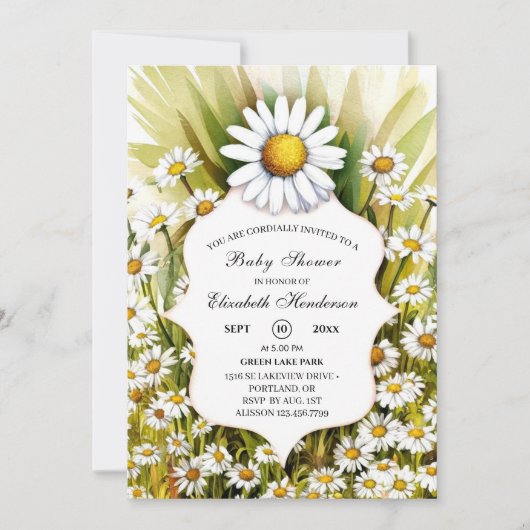 リトルカスタムデイジーベビーシャワー 招待状 (正面)