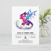 リトルカスタムドラゴンデジタルガール誕生日 招待状 (スタンド正面)