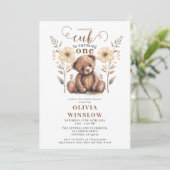 リトルカッブウォーターカラーテディベア1st誕生日 招待状 (スタンド正面)