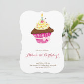 リトルカップケーキファースト誕生日招待状 招待状 (スタンド正面)