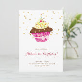 リトルカップケーキファースト誕生日招待状 招待状 (スタンド正面)