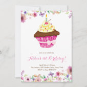 リトルカップケーキファースト誕生日招待状 招待状 (正面)