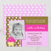 リトルカップケーキ誕生日招待状 招待状 (正面/裏面)