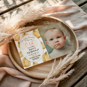 リトルカボキンガールズピンク秋誕生日写真 招待状