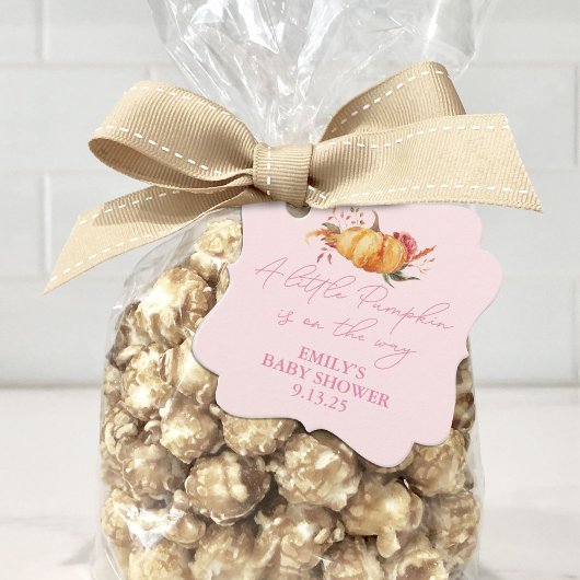 リトルカボキンガールベビーシャワー秋フローラ フェイバータグ