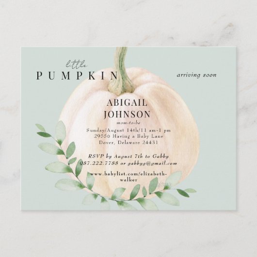 リトルカボキンセージ赤ちゃんシャワー 案内ポストカード (正面)