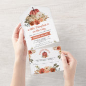 リトルカボキンテラ素朴コッタベビーシャワー オールインワン招待状 (貼ってはがせる)