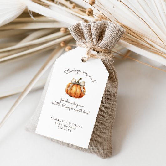 リトルカボキンバウミニマルニュートラルベビーシャワー ギフトタグ