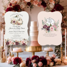 リトルカボキンバーガンディフローラバラベビーシャワー 招待状