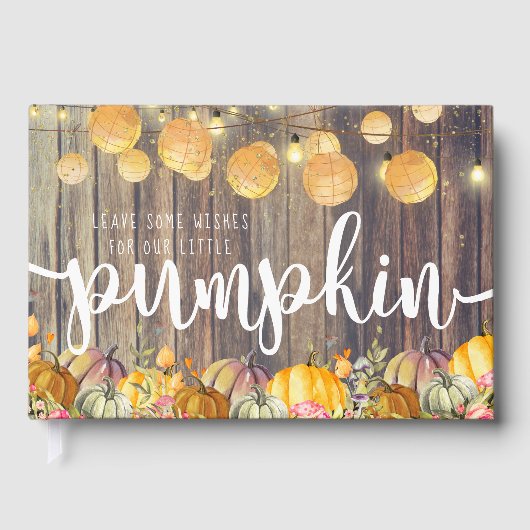 リトルカボキンバ素朴ーンウッド秋の赤ちゃんシャワー ゲストブック (正面)