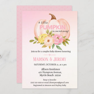 リトルカボキンピンクガールズベビーシャワー招待状 招待状