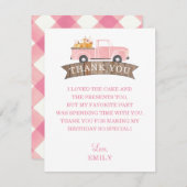 リトルカボキンピンクトラック1st誕生日パーティー サンキューカード (正面/裏面)