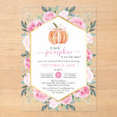 リトルカボキンピンクフローラ離れ秋ベビーシャワー アクリル招待状 (正面)