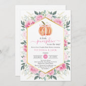 リトルカボキンピンクフローラ離れ秋ベビーシャワー 招待状 (正面/裏面)