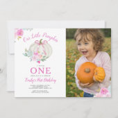 リトルカボキンピンクボウガールズファースト誕生日写真 招待状 (正面)