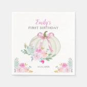 リトルカボキンピンクボウガールズファースト誕生日 スタンダードカクテルナプキン (正面)