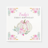 リトルカボキンピンクボウガールズファースト誕生日 スタンダードカクテルナプキン (正面)