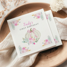 リトルカボキンピンクボウガールズファースト誕生日 スタンダードカクテルナプキン