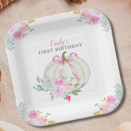 リトルカボキンピンクボウガールズファースト誕生日 ペーパープレート