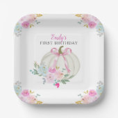 リトルカボキンピンクボウガールズファースト誕生日 ペーパープレート (正面)