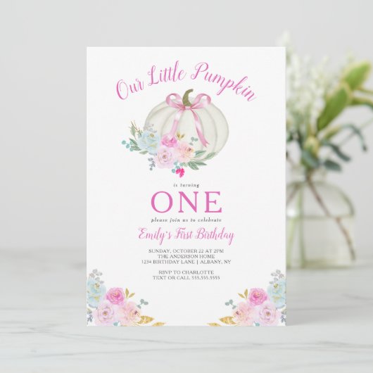 リトルカボキンピンクボウガールズファースト誕生日 招待状 (スタンド正面)